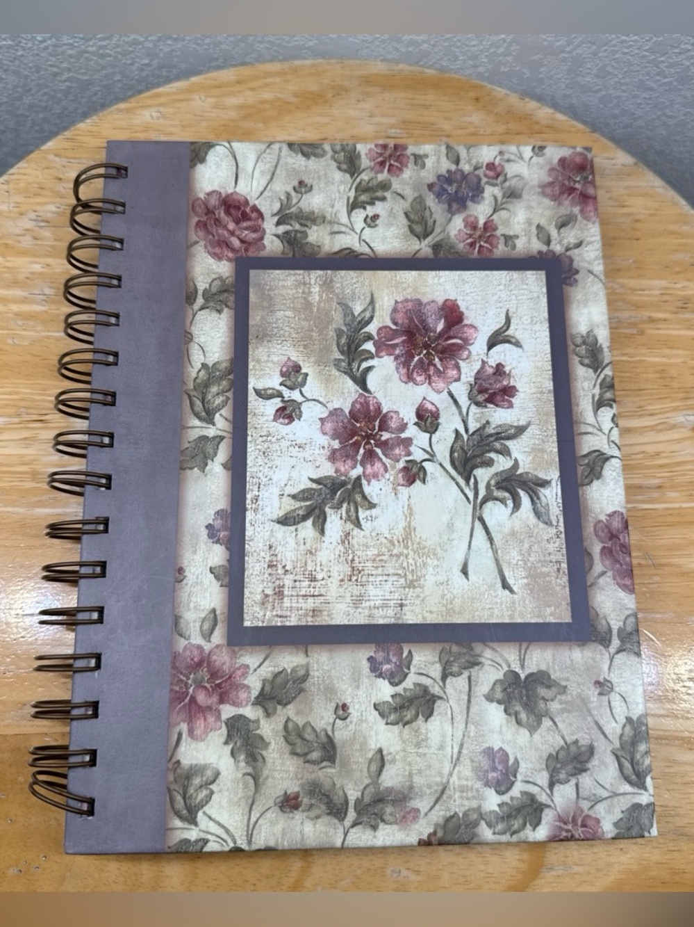 Floral Spiral Notebook Journal in Mauve and Cream